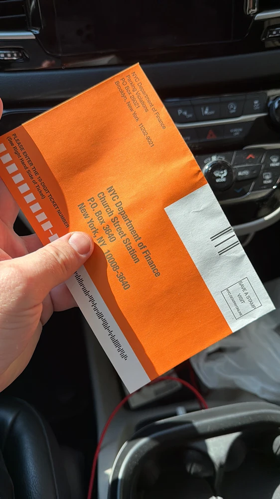 NYC Parking Violation Envelope