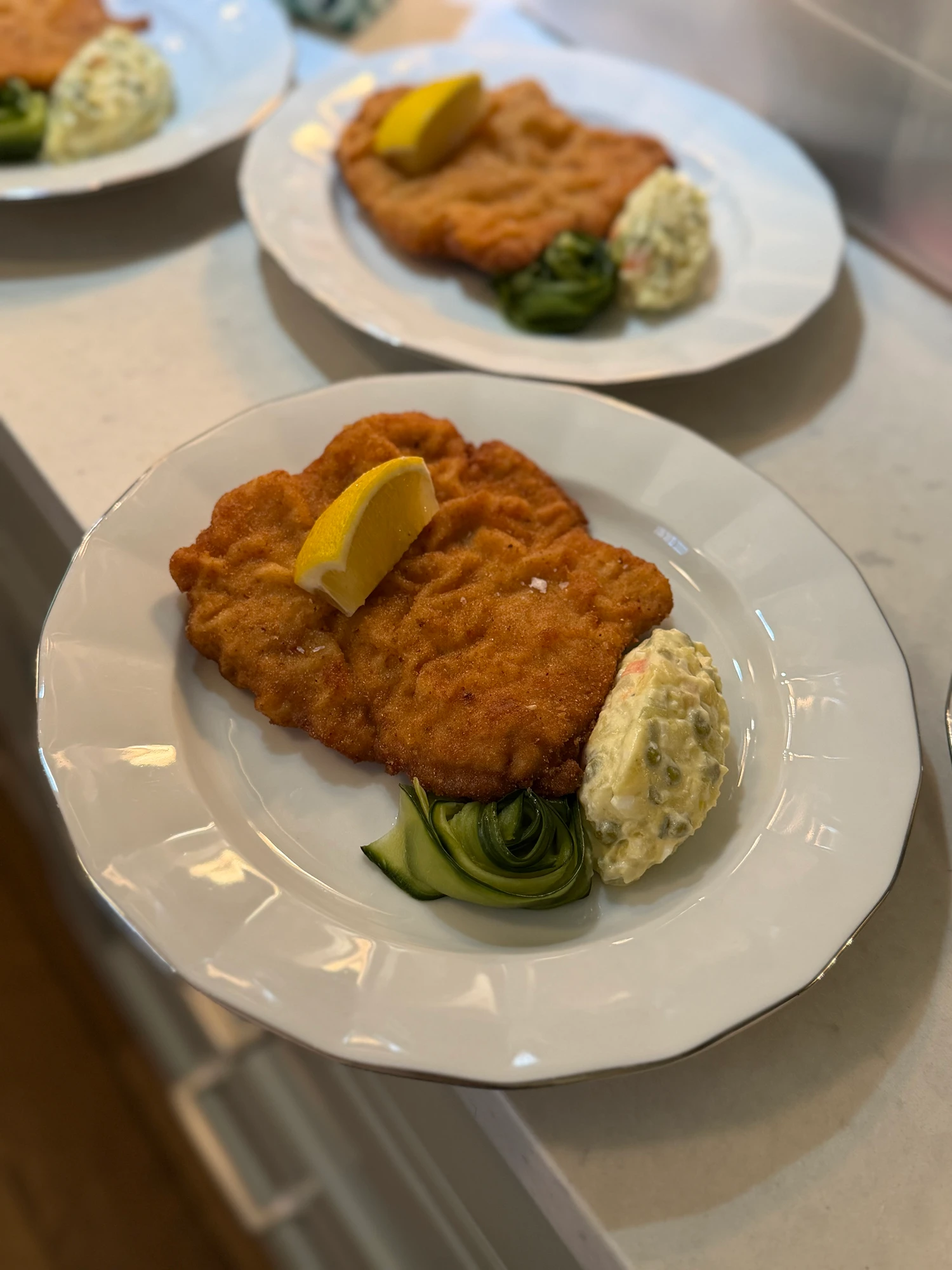 Crispy golden schnitzel & potato salad